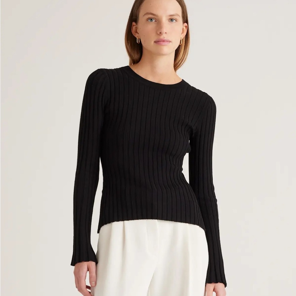 Quince Cotton Cashmere Ribbed Knit Sweater - Medium NWOT